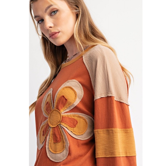 Rust Flower Patch Color Mix Top - Picture 2 of 5